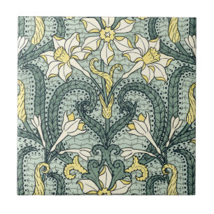 Art Nouveau Daffodils II Ceramic Tile