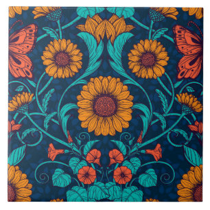 Art Nouveau daisies Ceramic Tile