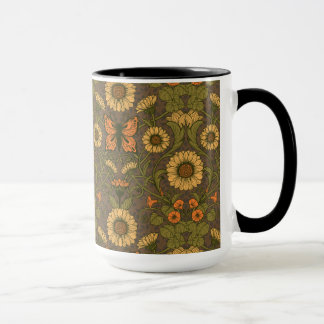 Art Nouveau daisies in blue and yellow Mug