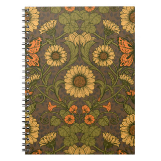 Art Nouveau daisies in blue and yellow Notebook