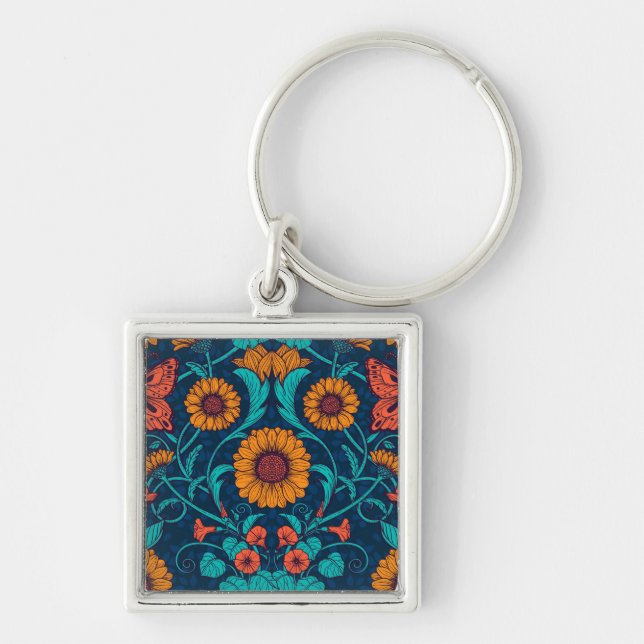 Art Nouveau daisies Key Ring (Front)
