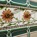 Art Nouveau Daisies Seamless florals Ceramic Tile<br><div class="desc">This beautiful ceramic tile features a seamless floral pattern of daisies from the Art Nouveau era. The Art Nouveau movement was known for its intricate designs and organic shapes that were inspired by nature. The daisy flower symbolises purity and innocence, making it a perfect gift for someone special. This tile...</div>