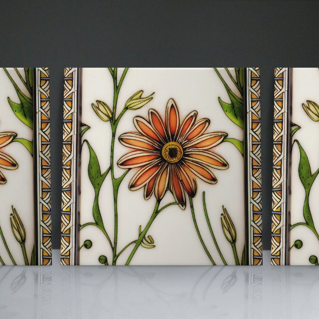 Art Nouveau Daisies Seamless florals Ceramic Tile (Creator Uploaded)