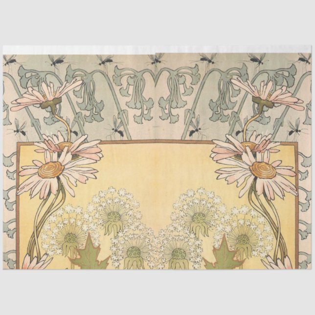 art nouveau daisy and dandelion 2 tissue paper (Front)