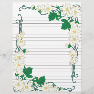 Art Nouveau Daisy Border Lined Recipe Page