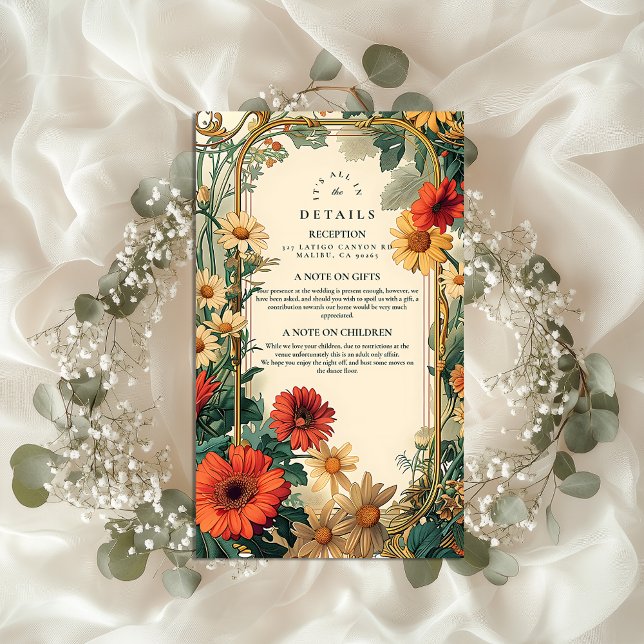 Art Nouveau Daisy Frame Wedding Enclosure Card (Creator Uploaded)