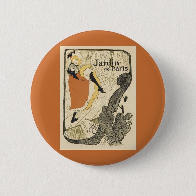 Art Nouveau Dancer Jane Avril by Toulouse Lautrec 6 Cm Round Badge (Front)