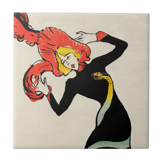 Art Nouveau Dancer Jane Avril by Toulouse Lautrec Ceramic Tile (Front)