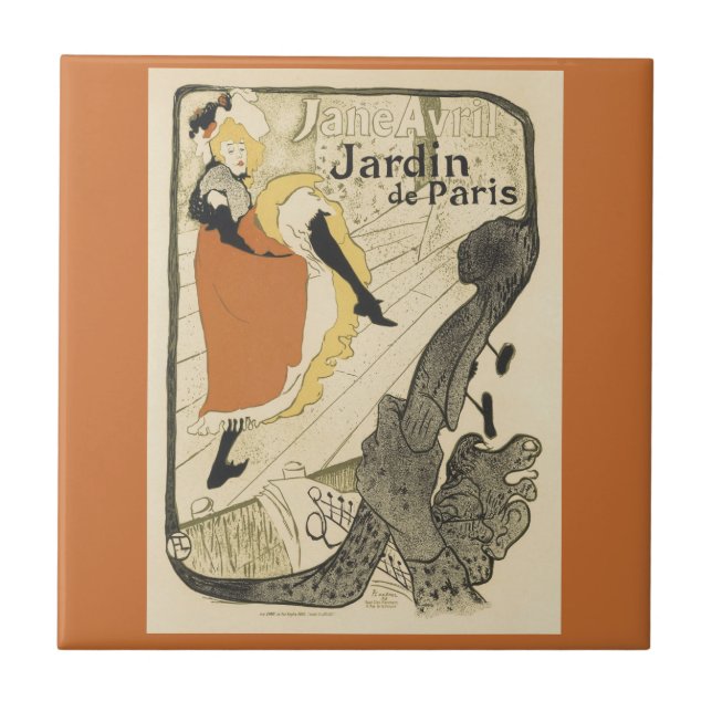 Art Nouveau Dancer Jane Avril by Toulouse Lautrec Ceramic Tile (Front)