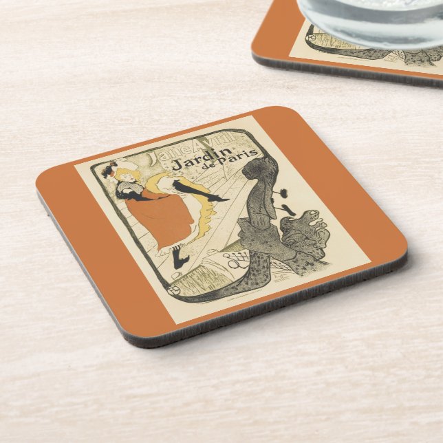 Art Nouveau Dancer Jane Avril by Toulouse Lautrec Coaster (Left Side)