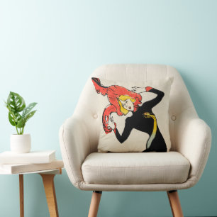 Art Nouveau Dancer Jane Avril by Toulouse Lautrec Cushion