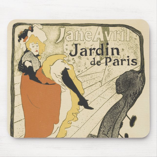 Art Nouveau Dancer Jane Avril by Toulouse Lautrec Mouse Pad (Front)
