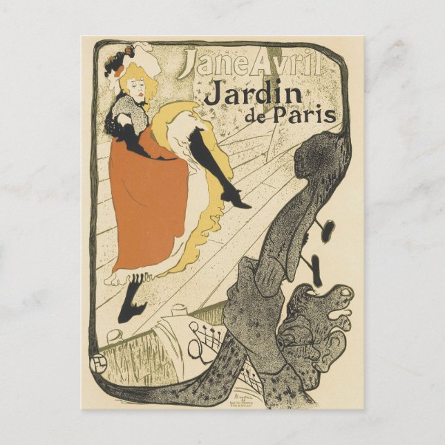 Art Nouveau Dancer Jane Avril by Toulouse Lautrec Postcard (Front)
