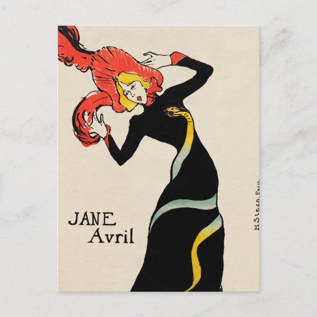 Art Nouveau Dancer Jane Avril by Toulouse Lautrec Postcard (Front)