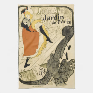 Art Nouveau Dancer Jane Avril, Toulouse Lautrec Tea Towel
