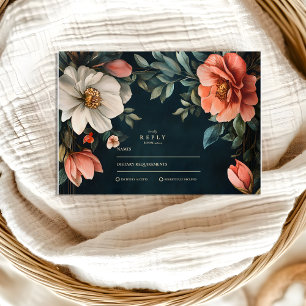 Art Nouveau Dark Florals RSVP Card