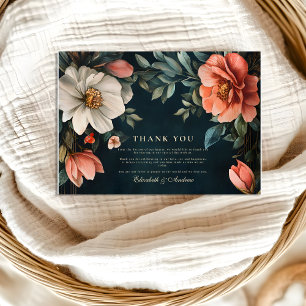 Art Nouveau Dark Florals Thank You Card