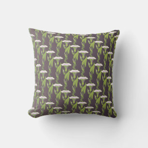 Art Nouveau dark Ipomoea floral wallpaper art Cushion