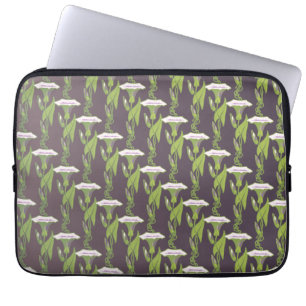 Art Nouveau dark Ipomoea floral wallpaper art Laptop Sleeve