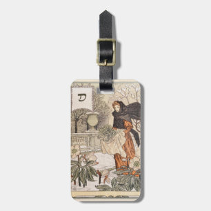Art Nouveau December Winter Garden Illustration Luggage Tag