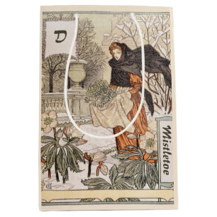 Art Nouveau December Winter Garden Illustration Medium Gift Bag