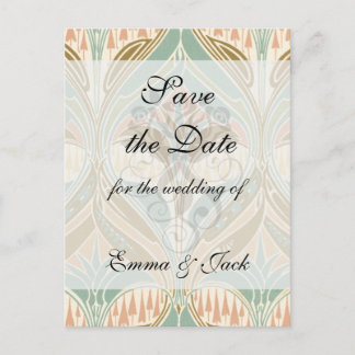 art nouveau decorative bliss pattern announcement postcard