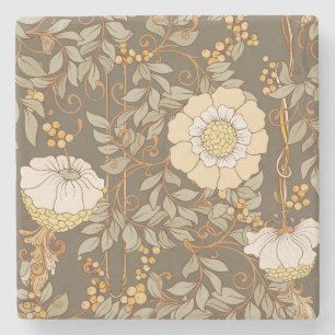 Art Nouveau: Decorative Floral Vintage. Stone Coaster