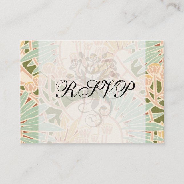 art nouveau decorative foliage floral enclosure card (Front)