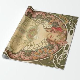 Art Nouveau Decoupage Poster Wrapping Paper