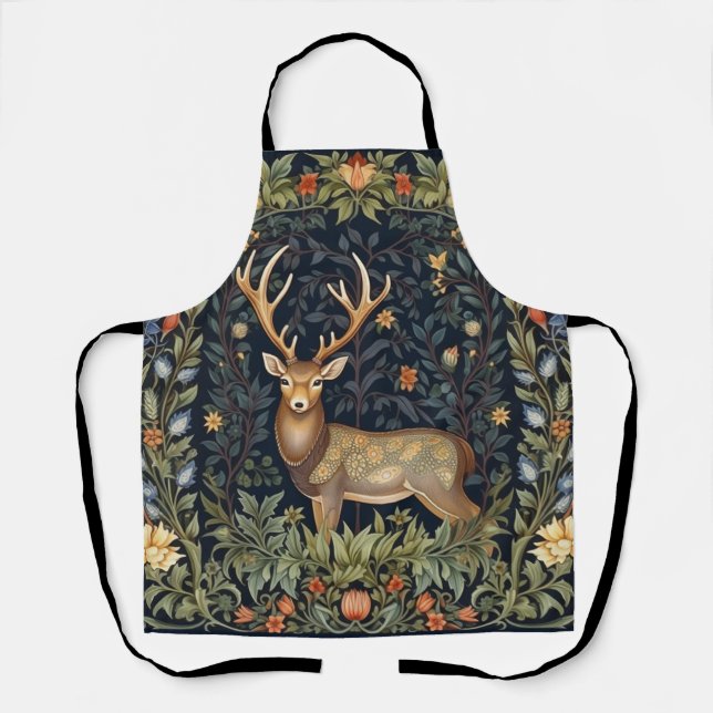 Art nouveau deer in the garden apron (Front)