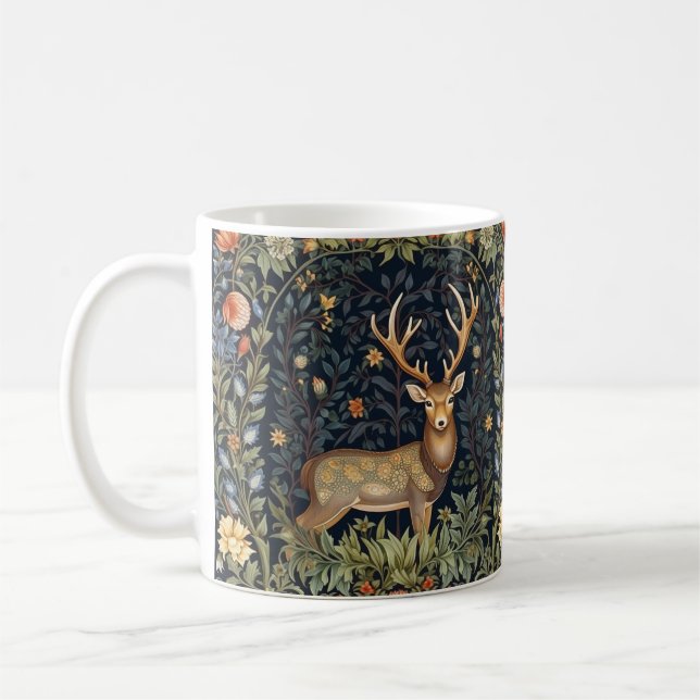 Art nouveau deer in the garden coffee mug (Left)