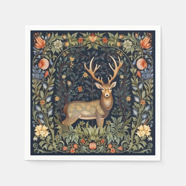Art nouveau deer in the garden napkin (Front)
