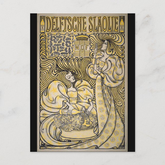 Art Nouveau Delftsche Slaolie Delft Postcard (Front)