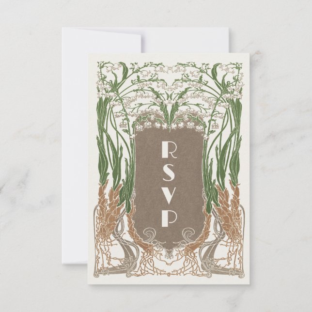 Art Nouveau Delicate Snowdrops QR RSVP Card (Back)