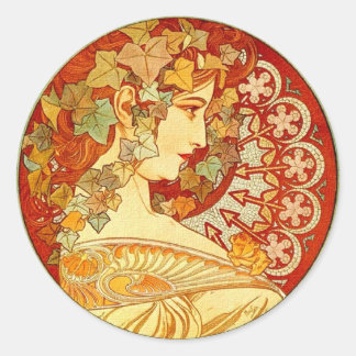 Art Nouveau design Classic Round Sticker