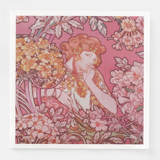 Art Nouveau design Dinner Paper Napkins (Front)