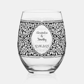Art Nouveau Design Drinkware Set Stemless Wine Glass