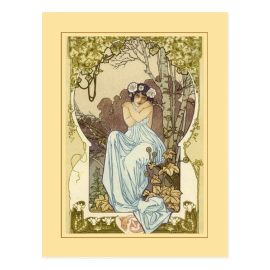 Art nouveau design greeting card. postcard