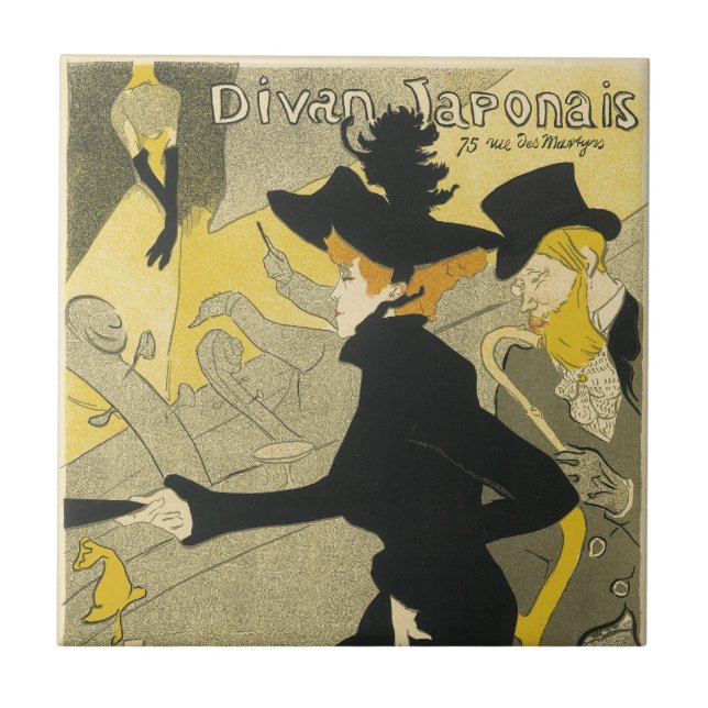 Art Nouveau, Divan Japonais by Toulouse Lautrec Ceramic Tile (Front)