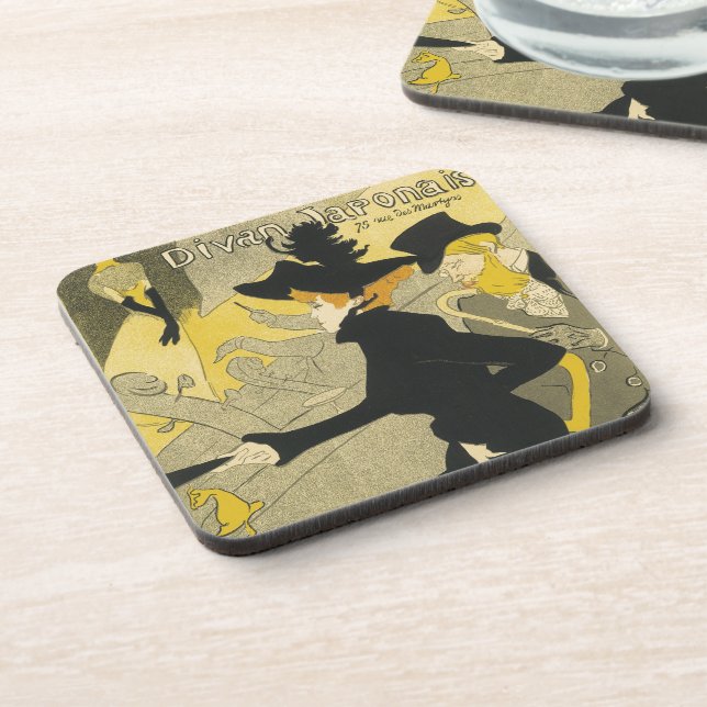 Art Nouveau, Divan Japonais by Toulouse Lautrec Coaster (Left Side)
