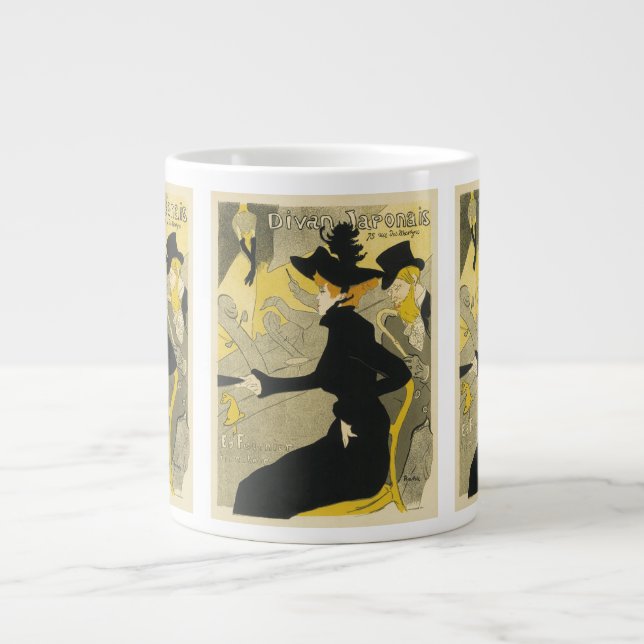 Art Nouveau, Divan Japonais by Toulouse Lautrec Large Coffee Mug (Front)