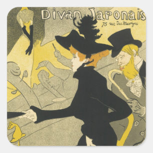 Art Nouveau, Divan Japonais by Toulouse Lautrec Square Sticker