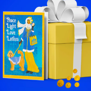 Art Nouveau Doodle Dog Folded Hanukkah Thank You Card