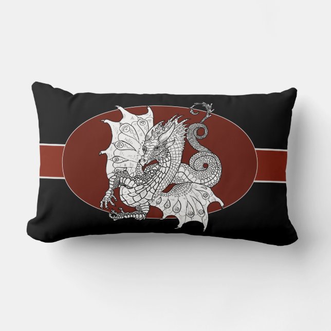 Art Nouveau Dragon Lumbar Cushion (Front)