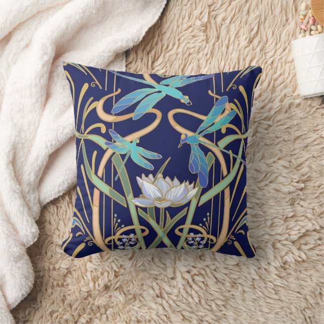 Art Nouveau Dragonflies Pattern Cushion (Blanket)