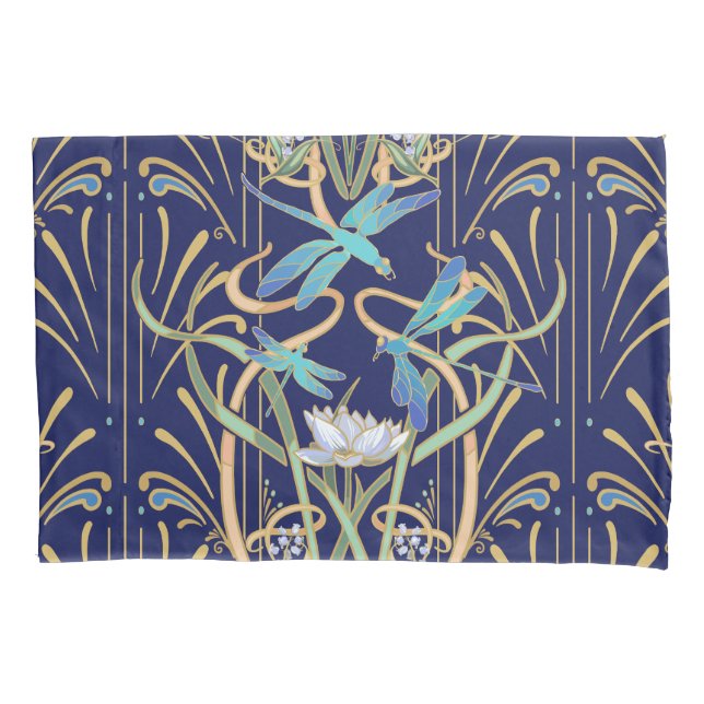 Art Nouveau Dragonflies Pattern Pillowcase (Front)