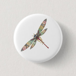 Art Nouveau Dragonfly 3 Cm Round Badge