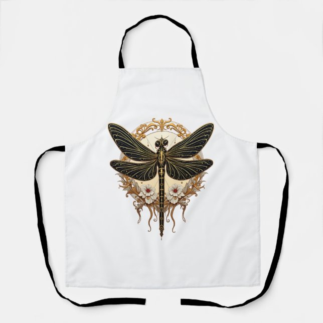 Art Nouveau Dragonfly Elegant Steampunk Apron (Front)