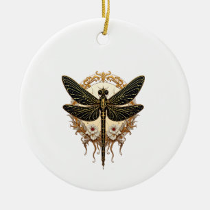 Art Nouveau Dragonfly Elegant Steampunk Ceramic Ornament
