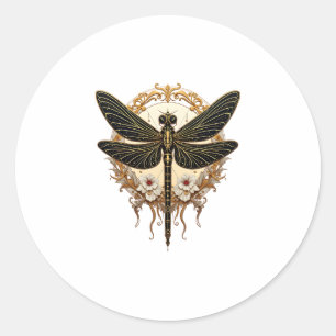 Art Nouveau Dragonfly Elegant Steampunk Classic Round Sticker